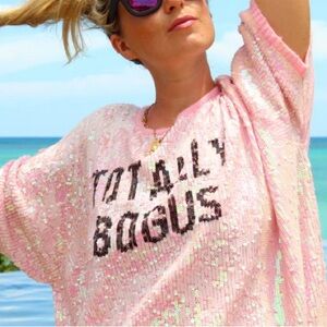 Wildfox Totally Bogus Green Sequin Sweater